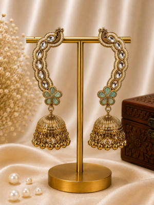 Aarika Mint Green Kashmiri Ear Cuff Jhumka