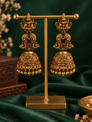 Shriya Lakshmi Peacock Temple Jhumka Earrings