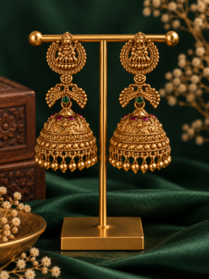 Padmini Lakshmi Floral Temple Jhumka Earrings