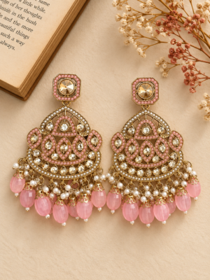 Vedika Premium Earrings – Light Pink