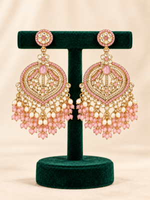 Meenal Kundan Earrings – Light Pink