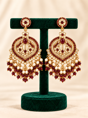 Meenal Kundan Earrings – Red