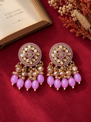 Shakira Kundan Earrings -Lavender