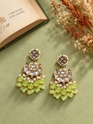 Seerat mint green Kundan earrings pair