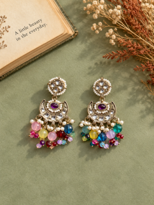 Seerat multicolour Kundan earrings pair
