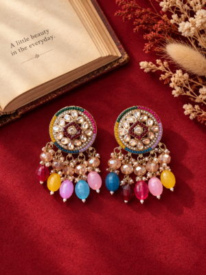 Shakira Kundan Earrings -Multi