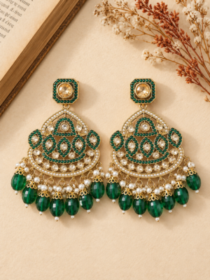 Vedika Premium Earrings – Dark Green