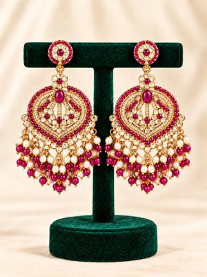 Meenal Kundan Earrings – Wine
