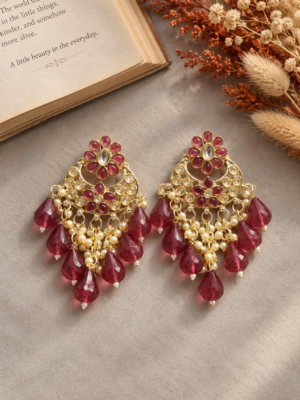 Drishti Kundan Earrings – Wine