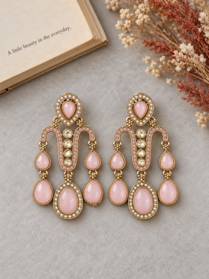 Jeevika Stone Earrings – Light Pink