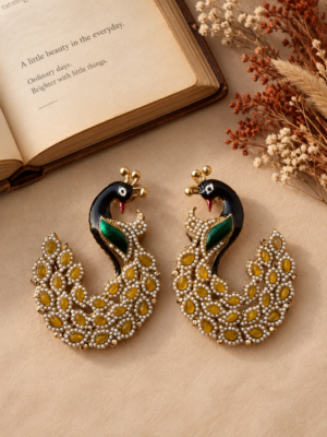 Vaishali yellow peacock-inspired ethnic earrings