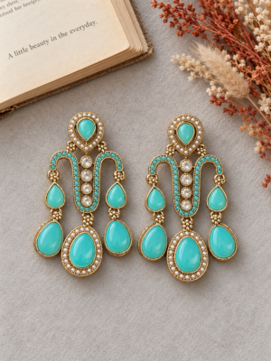 Jeevika Stone Earrings – Light Blue