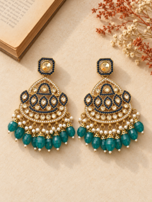 Vedika Premium Earrings – Teal Green