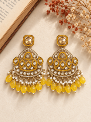 Vedika Premium Earrings – Yellow