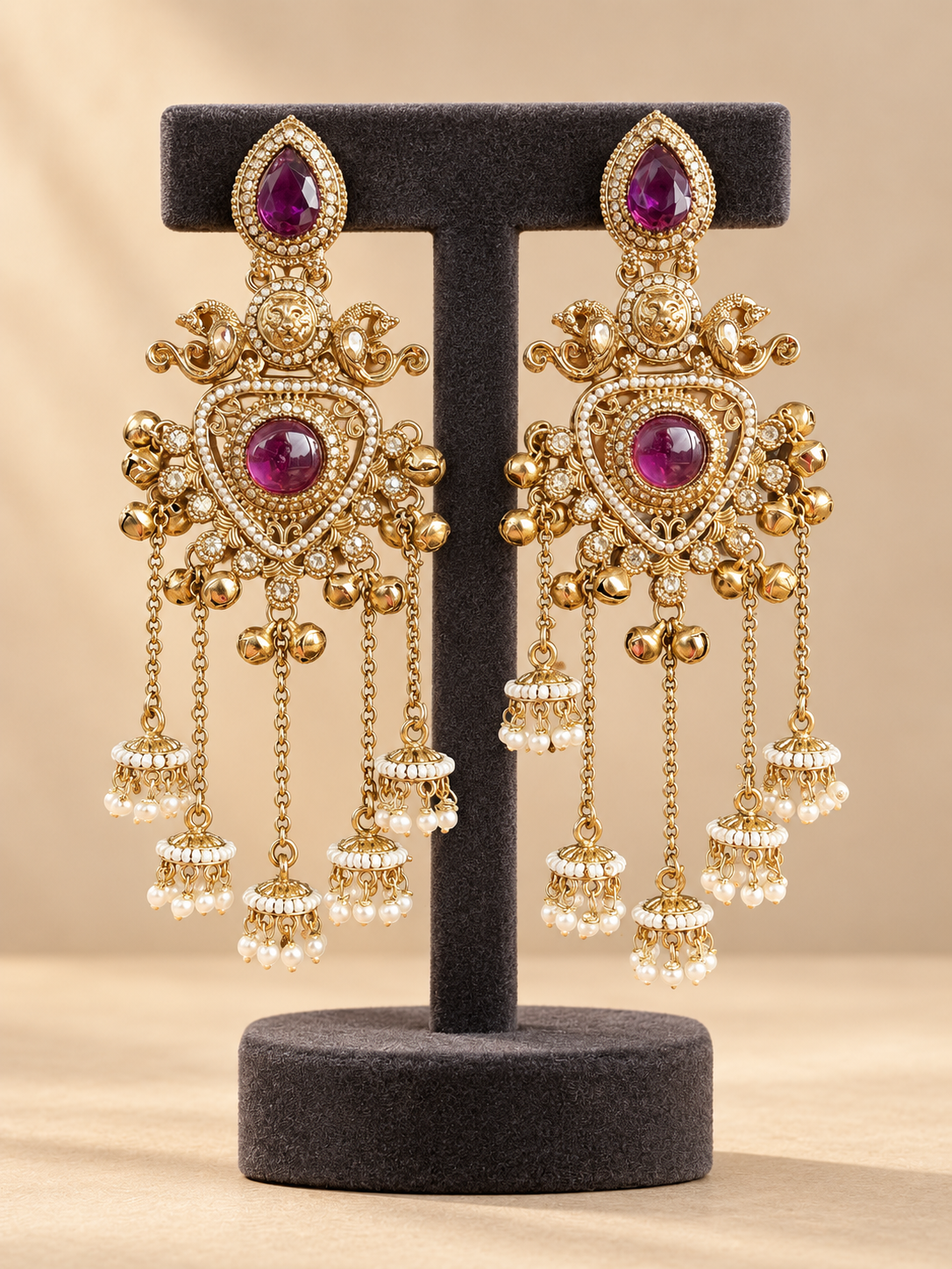 namitaKashmiri Peacock Jhumka Earrings – Purple