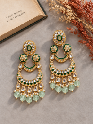Dipali Kundan Earrings – Mint Green