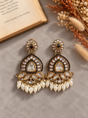 Sanya Kundan Earrings – Black