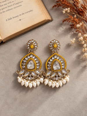 Sanya Kundan Earrings – Yellow
