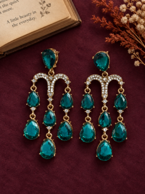 Emily stone earrings in teal green