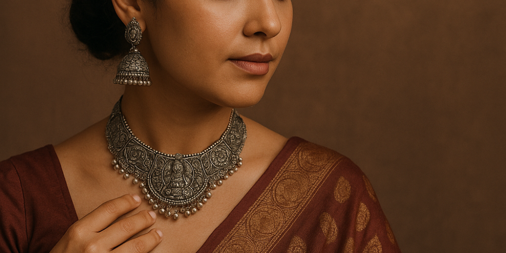 pairing oxidised jewellery with indian wear